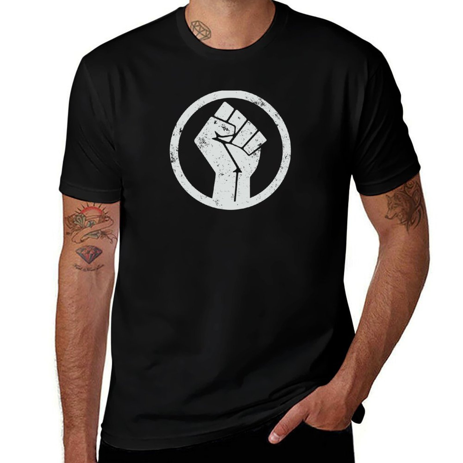 T-shirt BLACK POWER FIST BLANC - Outdoor Power Not Working avis et prix